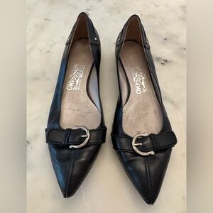 Ferragamo black flats size 8